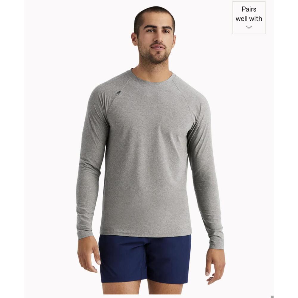Rhone Men's Long Sleeve‎ Performance Shirt Heather Gray, Wicking Performance XL